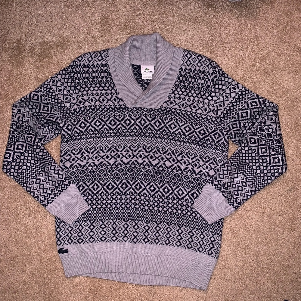 Men’s Lacoste Gray & Navy Blue Sweater